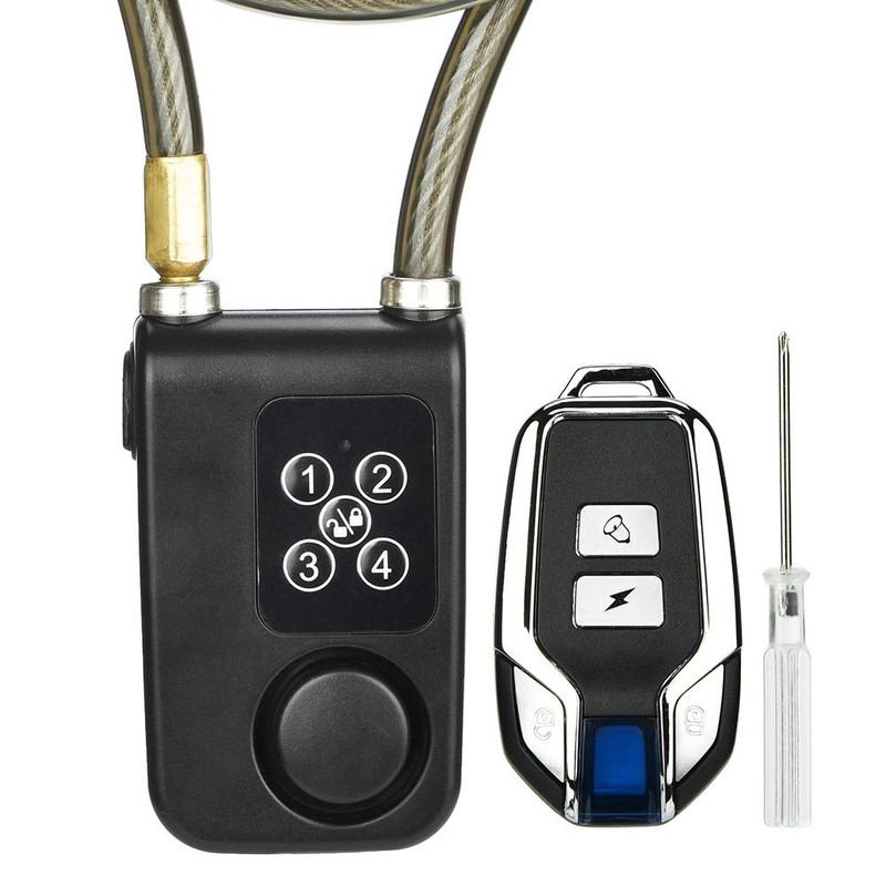 Remote Control Alarm Lock, Electric Motorcycle Password Steel Chain Lock,