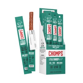 Chomps Grass-Fed and Finished Spicy Habanero Beef Jerky Snack Sticks 24-Pack - Keto, Paleo, Whole30, 10g Lean Meat Protein, Gluten-Free, Zero Sugar Food, Non-GMO