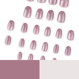 Press on Nails Short Round with Pink Cat's Eye Stone Designs Fake Nails French Tip Full Cover False Nails Cute Acrylic Glue on Nails Thick Stick on Nails for Women Nails Art 24Pcs JP3880