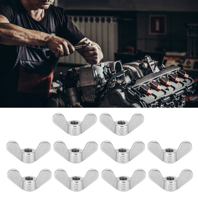 Pack of 10 M6 Wing Nuts, 304 Stainless Steel M6