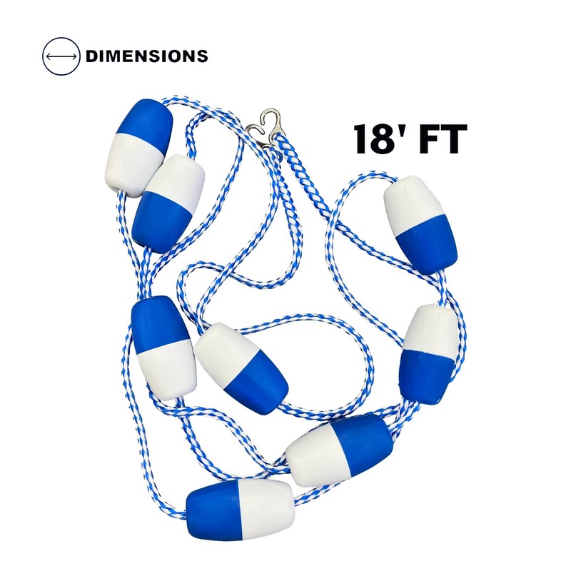 Poolzilla 18ft Swimming Pool Safety Rope and Float Kit Pre-Assembled