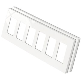 BESTTEN 6 Gang Screwless Wall Plate, USWP4 Off White Series, Decorator Outlet Cover, Decor Light Switch Plate, for Dimmer, GFCI, USB Receptacle, H4.69” x L11.75”, 2 Pack