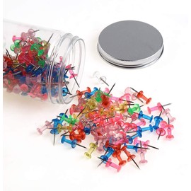 200 Pieces Standard Multi-Color Thumb Tacks Steel Sharp Point and Clear Plastic Head Push Pins for Bulletin Board, Fabric Marking, Crafts and Office Organization