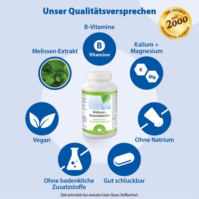 Dr. Jacob's Melissa Base Tablets I Good for Nerves &