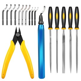 3D Print Deburring Tool Set with 11pc High Speed Steel Multipurpose Blades Removing Burr 5Pcs Needle File 1pc Micro Wire Cutter for 3D Printed Edges Metal Resin Copper Plastic PVC Pipes