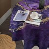 GoDazzling Marble Round Tablecloth, Purple Gold Abstract Marble Texture Print