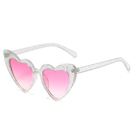 YOSHYA Clout Goggle Heart Sunglasses Vintage Cat Eye Mod Style Retro Kurt Cobain Glasses (Babi/pink)