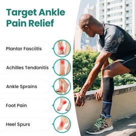 Welnove Ankle Brace Compression Socks - 4 Pack Foot Ankle Sleeve for Plantar Fasciitis, Achilles Tendonitis Relief, Sprain, Injury Recovery - Arch Support for Women Men Kids(Medium Size)