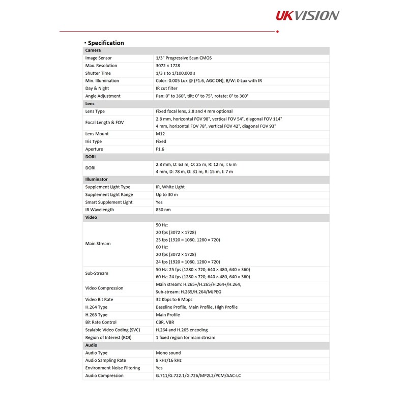 UKVISION 3K Smart Hybrid Security Camera, 2.8mm Lens, Human/Vehicle Detection,