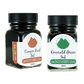 Monteverde 60ml Core Fountain Pen Ink Bottle (30ml Canyon Rust Ink Bottle G309CP, 30ml Emerald Green Ink Bottle G309EG)