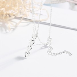 DNA Double Helix Chemistry Pendant Necklace Gold Silver Plated Unique Elegant 3D Spiral Science Biology Molecule Medical Lab Lightweight Chain Necklace for Women Science Lovers Jewelry Gifts (Silver)