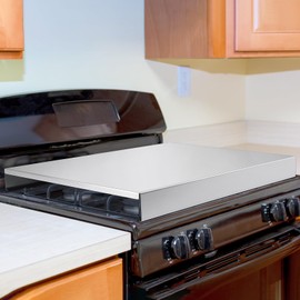 Therwen Stainless Steel Gas Stove Top Cover Noodle Board Cooktop Cover Large Electric Stove Burner Covers Provides Extra Work Counter, 30'' x 22'' x 2.5'' (Silver)