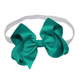 WEBB DIRECT2U WD2U Girls 4" Solid Grosgrain Ribbon Boutique Hair Bow White Stretch Headband Jade