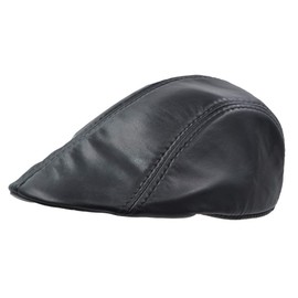 IFSUN Men's Classic Leather Cap Newsboy Golf Flat Ivy Hat Black