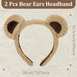 GANZHOUYILAN 2 Pcs Bear Ears Headband Cute Animal Headband for Party Cosplay Makeup Washing Face (Brown, Unisex Adult)