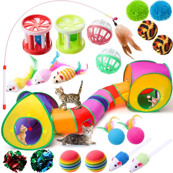 VercanMonth 21 Pcs Cat Tunnels for Indoor Set, 3 In1