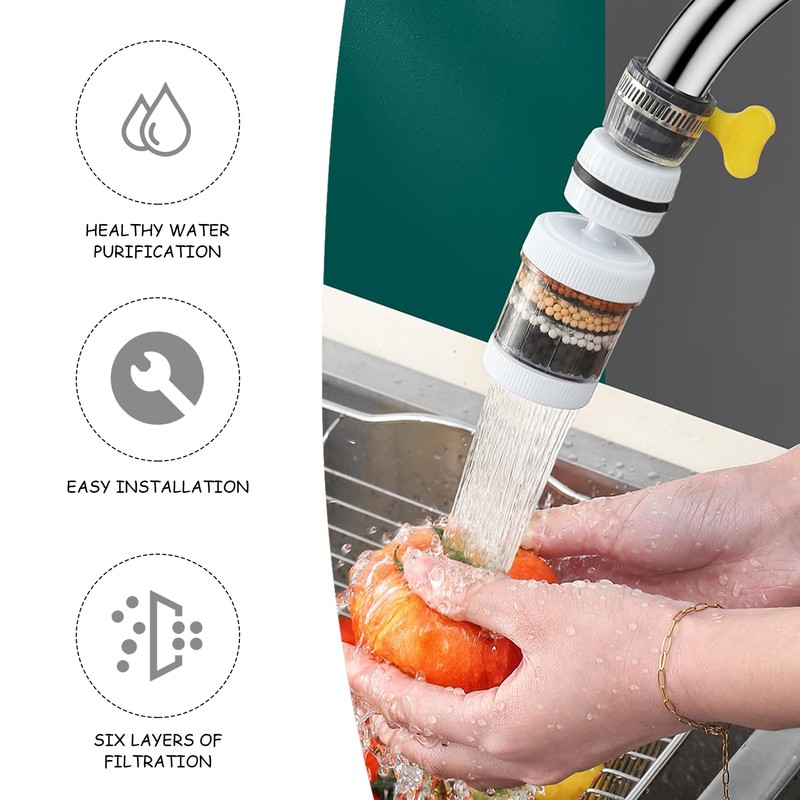 2-Piece Tap Filter, Activated Carbon Tap Water Filter, 360 Degree