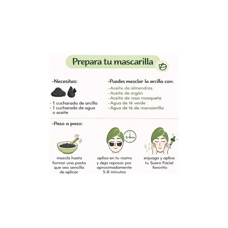 Arcilla Negra Facial 100% Natural 1kg Para Piel Grasa Y