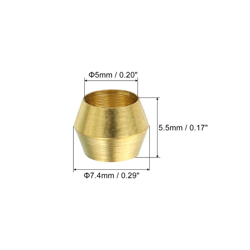 PATIKIL Brass 5mm Compression Sleeves Ferrules, 25 Pack Brass Ferrule