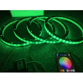 Sando Tech 4PCS 6.5'' RGB Changing Car LED Speaker Ring Lights Decorative Light Kit Multiple Color Shift Spacer Ring Light Coaxial Speaker Lights Bluetooth APP Control