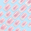 Short Press on Nails Square Fake Nails Pink White Gradient