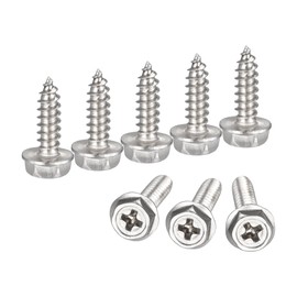 sourcing map Phillips Hex Washer Self Tapping Screws, M3 x 10mm 304 Stainless Steel Hex Flange Sheet Metal Screw 25pcs