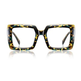 Icesor Oversized Square Blue Light Blocking Glasses Lightweight UV400 Anti Eyestrain Protection TV Computer Gaming for Women(Tortoise)