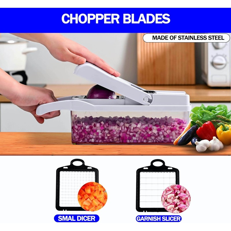 Picador de verduras multifuncional GVTECH 19 en 1 con cuchillas