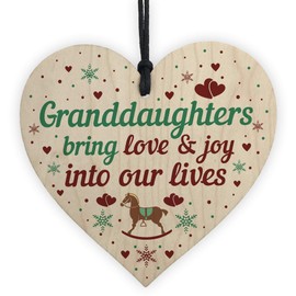 RED OCEAN Granddaughter Ornament Bauble Wooden Heart Birthday Christmas Nan Grandad Plaque THANK YOU Keepsake
