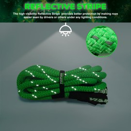 YUNFUER 7/8" x 30ft Kinetic Recovery Tow Rope 31,800lbs with 2 Soft Shackles Heavy Duty Offroad Recovery Rope Kit for Trucks SUV UTV ATV Tractor Car Jeep (Green)