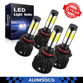AUIMSOCO 9005 9006 LED Headlight Bulbs Combo KIT Fit Car High Low Beam 6500k Cool White