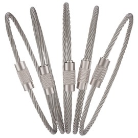 Uniclife 15 cm Wire Keyring Cable Large Stainless Steel Key Ring Loop Holder for Outdoor Hiking Heavy Duty Luggage Tag for Sports and Travel, Pack of 10