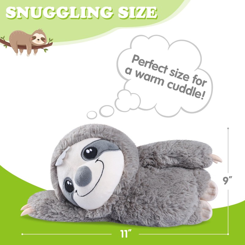 SUZZIPAD Microwavable Stuffed Animal, Heated Sloth Plush for Anxiety, Bedtime,