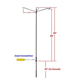 Erva Tool Heavy Duty 80" 3 Arm Bird Feeder Pole Set w/Twist in Ground Socket