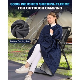 Waterproof Picnic Blanket, Fleece Blanket with Hat, Large Portable Blanket for Camping, Stadium, Beach, Car, Sofa, Yoga, Cold Weather, Travel Blanket, Ultralight, Warm, Windproof, Sandproof, 145 x 190