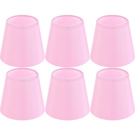 GO&SO Set of 6 Pink Small Lamp Shade (Clip On Bulb), Faux Silk Mini Lampshades for Chandelier, Fabric Lamp Shade for Table Lamp Wall Lamp, Modern European Style Bell Lamp Shades, 4 x 6 x 5in
