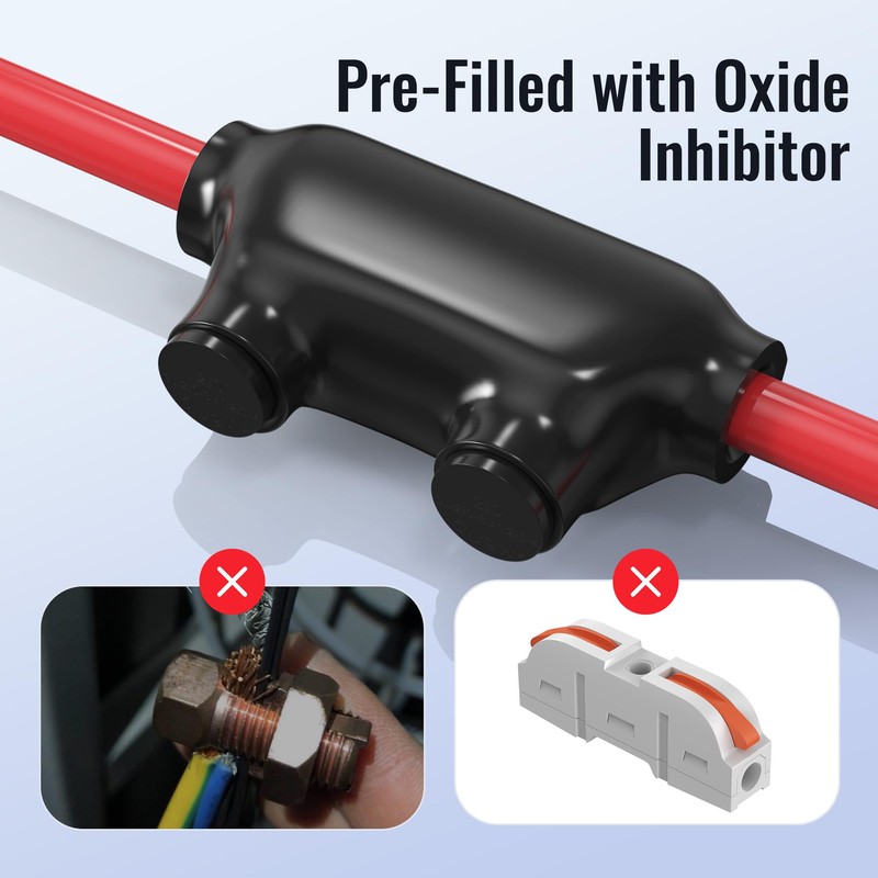 RVBOATPAT Insulated Inline Splice Connector 2/0-6 Gauge Wire Connectors Aluminum