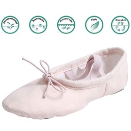 Nexete Ballet Shoes Slippers Classic Canvas Split-Sole Dance Slippers for Toddler Kid Girl Boy Women (Light Pink, Little Kid 3)