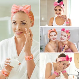 Face Wash Headband and Wristband Set – Soft, Absorbent, Adjustable Headband & Wristbands for Skincare, Makeup, and Spa Routine – Cute, Vibrant Colors, Value Pack