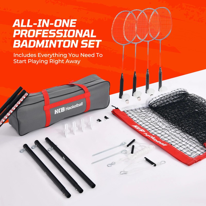 PATIASSY Professional Badminton Set for Backyard Portable Heavy Duty Poles