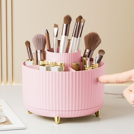 Diesisa - Organizador para brochas de maquillaje, organizador de brochas de maquillaje giratorio de 360°, 5 ranuras, para cosméticos, esmalte de uñas, suministros de arte, organizador de computadora