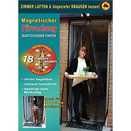 Fly Screen T Curtain Magnetic 100 x 210 cm Black