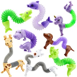 JOYIN Animal Pop Tubes Fidget Toys, 8 Pack Sensory Toys for Toddlers Party Favors for Kids Birthday Gifts, Classroom Reward, Goodie Bags Stuffers (Colors Randomly)