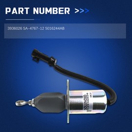 ZACHAGER 3936026 SA-4767-12 5016244AB Fuel Shut Off Solenoid for 5.9L 8.3L Cummins Dodge RAM Diesel Engine 4B 6B 6C Motorhomes Ford Freightliner YMRL-AUTO Stop Solenoid Valve 12V