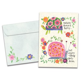 Tree-Free Greetings Thinking of You Greeting Card Eco Friendly Made in USA 100% Recycled Paper 5"x7" Everything Gets Done (GO65237)