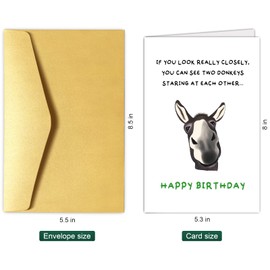 Chenive Funny Donkey Birthday for Him Her, Quirky Birthday Card for Friend Brother Sister, Humorous Birthday Greeting Card for Men Women, Two Donkeys Staring at Each Other