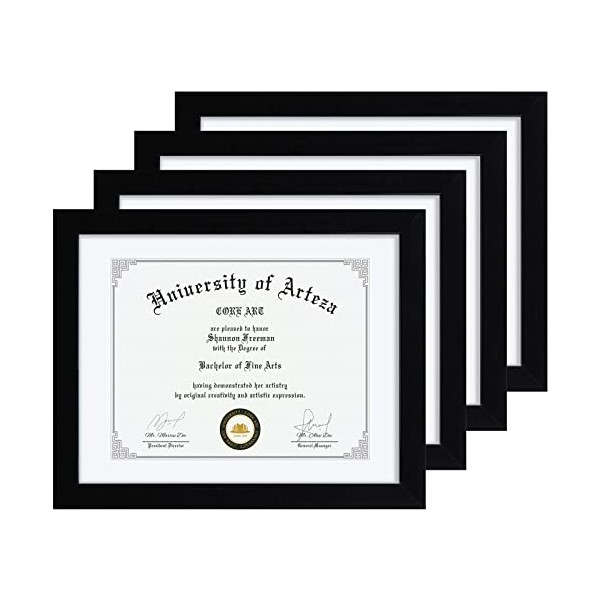 CORE ART 11x14 Black Picture Frame Display 8.5x11 Certificates with