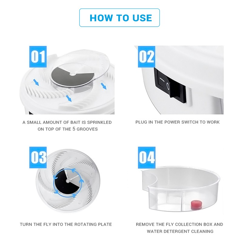 1PCS Electric Fly Trap Device with Trapping Food Electric Flycatcher