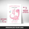 Roar-Some 4th Birthday Card for Girls: Cute Pink Dinosaur Card