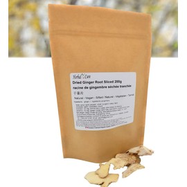 Herbal Cure - Ginger Root Sliced 200g - 广西干姜片100% Dried Natural Vegan - Product of China
